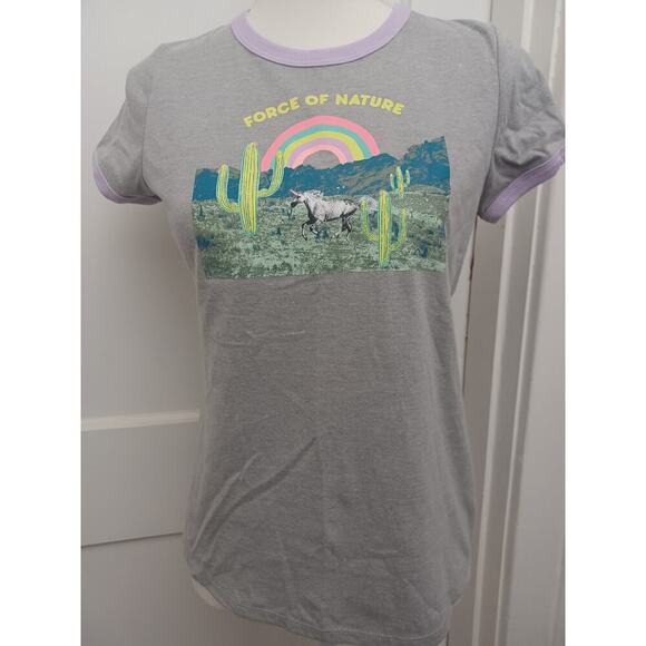 Girl's Arizona Brand Gray T-shirt Force of Nature Unicorn - Picture 5 of 7